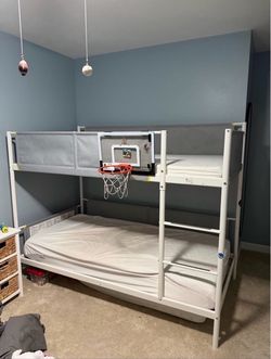 IKEA VITVAL Bunk bed frame, white/light gray, Twin