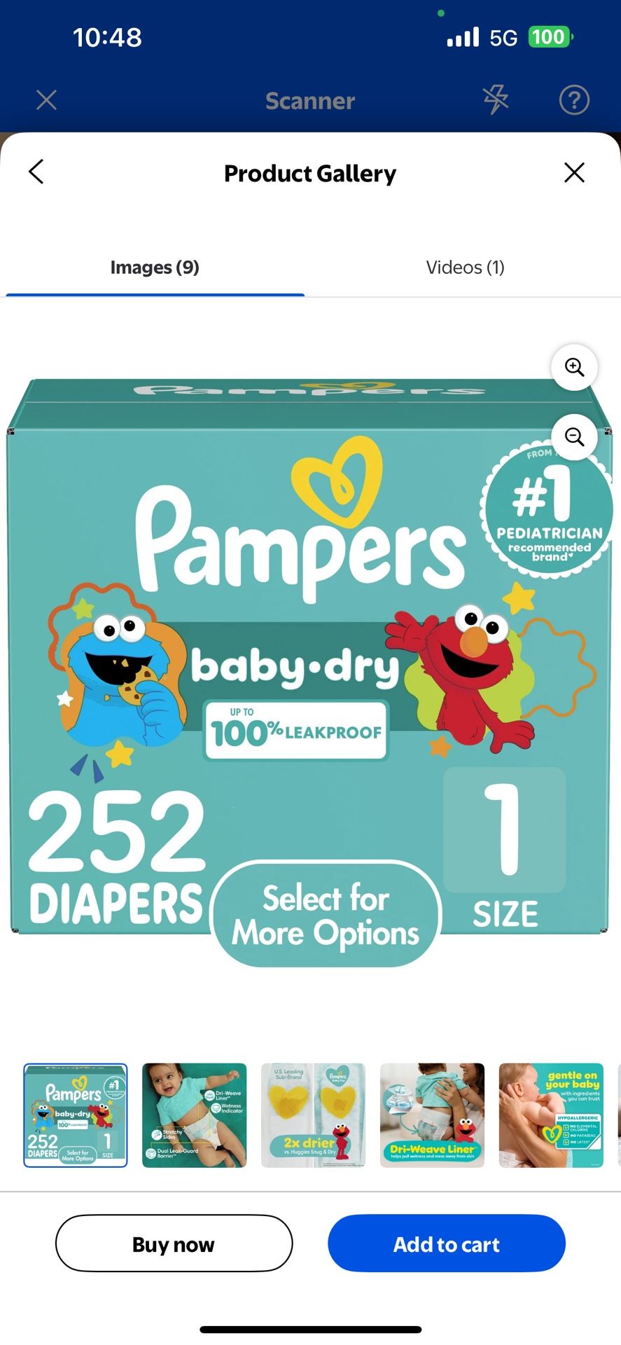 Pampers Baby Dry Baby Diapers Size 1, 252 Count (Select for More Options)