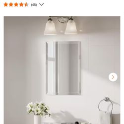 16 in. W x 24 in. H Rectangular Beveled Frameless Wall Mount Bathroom Vanity Mirror Decorative Wall Accent Mirror