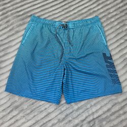 Nike Swim Trunks Mens XL Blue Geometric Mesh Lined Board Shorts Pockets Beach