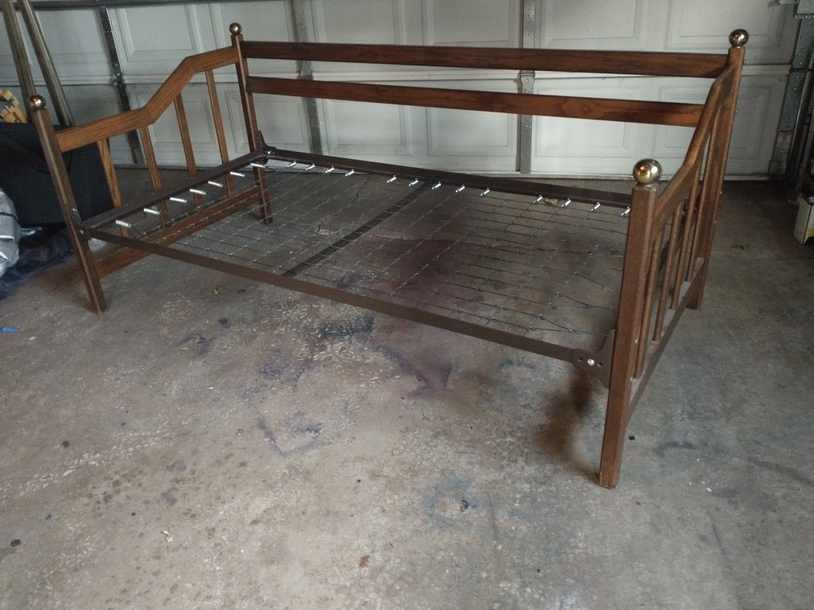 Twin Bed Frame. Metal And Wood