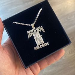 .925 Sterling Silver Death Row Pendant With Rope Chain Sz 20”