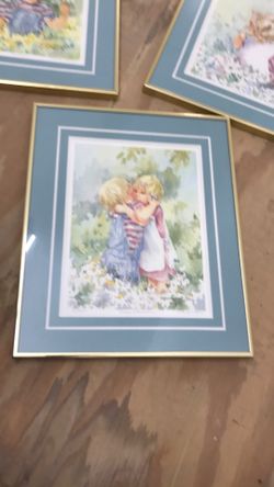 Vintage kids framed art