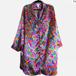 VTG Paisley Satiny Nightgown Night Shirt