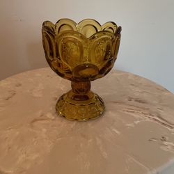 Antique/Vintage Amber Yellow Glass Candy Dish.   