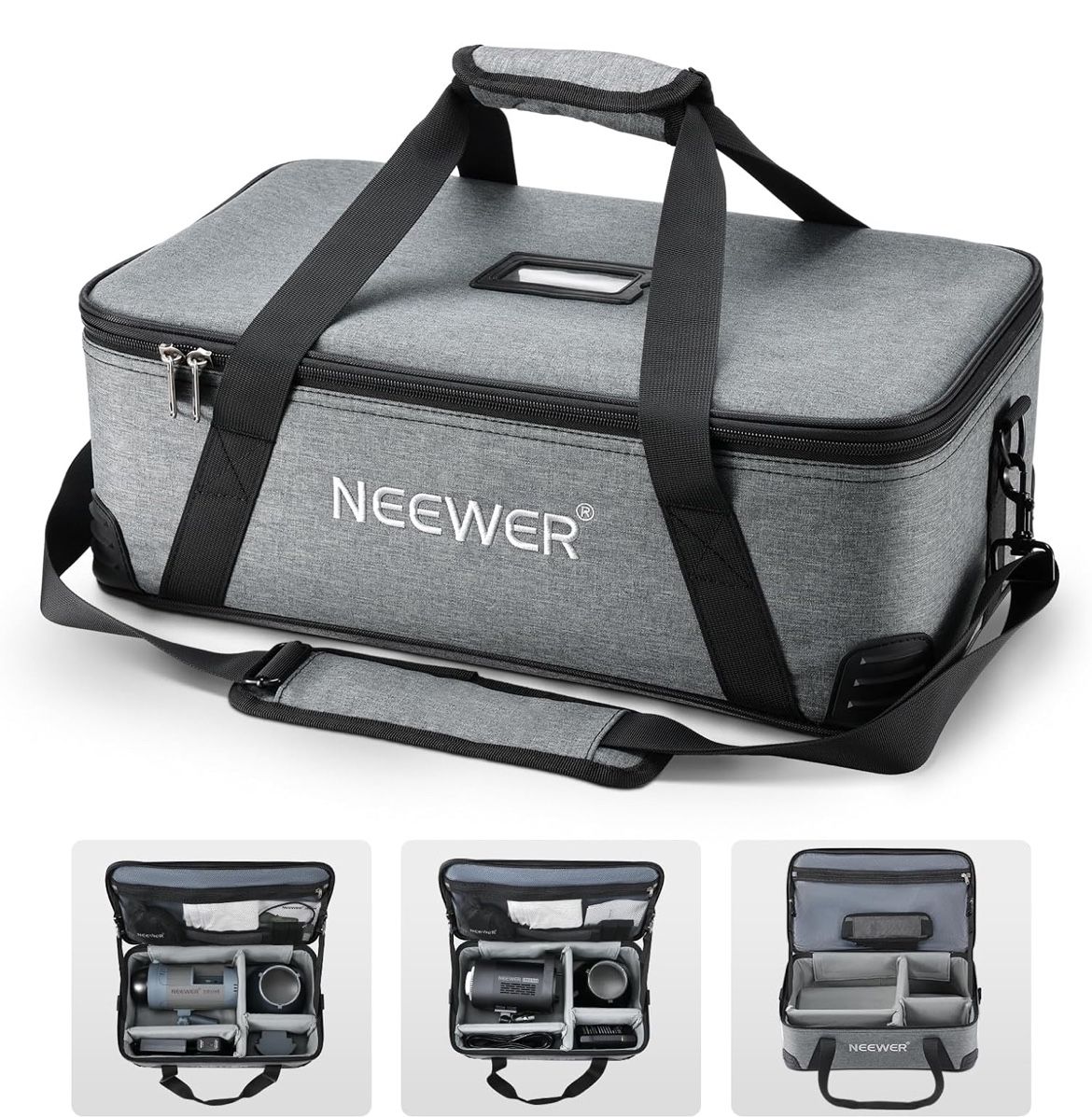 Carrying Bag with Movable Foam Padded for Studio Light Q300 Vision 4 ML300 CB60B RGB CB60 MS60B MS60C MS150B, Durable Oxford Cloth Transit Bag Travel