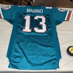 Authentic Dan Marino Miami Dolphins Wilson Jersey Sewn Clean Mens 44 USA