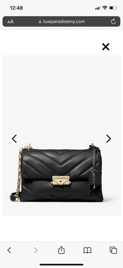 Michael Kors Cece Medium Chevron Outed Leather Chain Shouder Purse