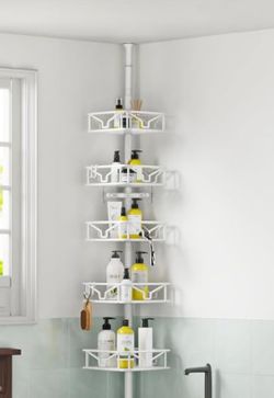 SKYCARPER 5 tier white tension, pole corner, shower, caddy