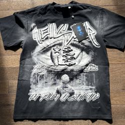 Medium black Hellstar t-shirt with white print.