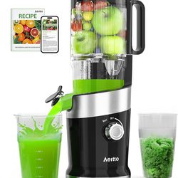 Cold Press Juicer Fits Whole Fruits, Aeitto Masticating Juicer Machines with Wide Feed Chute, Juice Extractor Machine Easy to Clean, High Juice Yield,