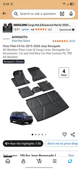 AOMSAZTO Floor Mats for 2015-2026 Jeep Renegade