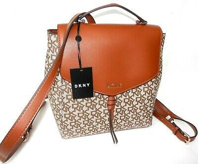 New DKNY Tan/Brown Saffiano Leather Backpack Bag for Sale in