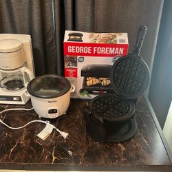 Waffle Maker Coffee Maker Rice Maker And George Grill Bundle