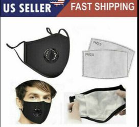 Cotton face mask with valve and 2 filters