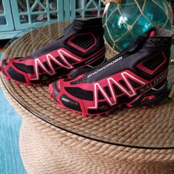 SALOMON Spikes SNOWCROSS CS TRAIL RUNNING  , Mountain Hiking BOOTS SHOES IN BLACK RED


