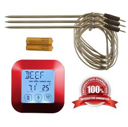 The Clever Life Company Instant Read Digital Meat Thermometer with 3 Stainless Steel Temperature Probes for Oven Cooking, Smoking or Grilling Meat, E