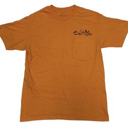 Salt Life Men’s Live Salty Orange Black Short Sleeve Fishing Graphic Tee Size S