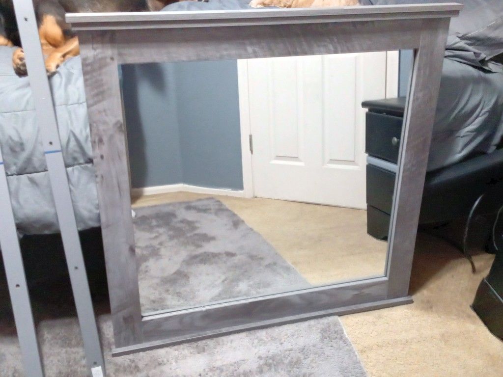 Grey Oak Dresser Mirror (Excellent Condition)