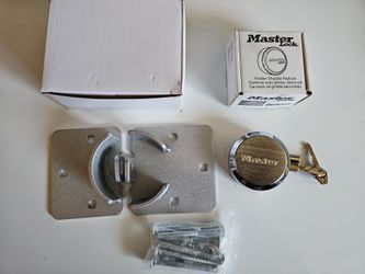 Lock Chrome Hasp Lock, Heavy Duty Hidden Shackle Lock and Hasp, Solid Steel Lock for Trucks, Trailers, or Vans, 9 Inches Wide,  W/ Masterlock 6271 Com