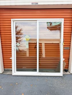 Pella 150 Series 72-in x 80-in x 4-9/16-in Jamb White Vinyl Universal Sliding Patio Door with Low-E argon Gla...