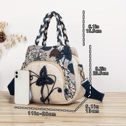 [Bohemian Flower Tote] Bohemian-Style Handmade Flower Tote Bag | Multiple Compartments, Random Cuts, Designed for Toiletries