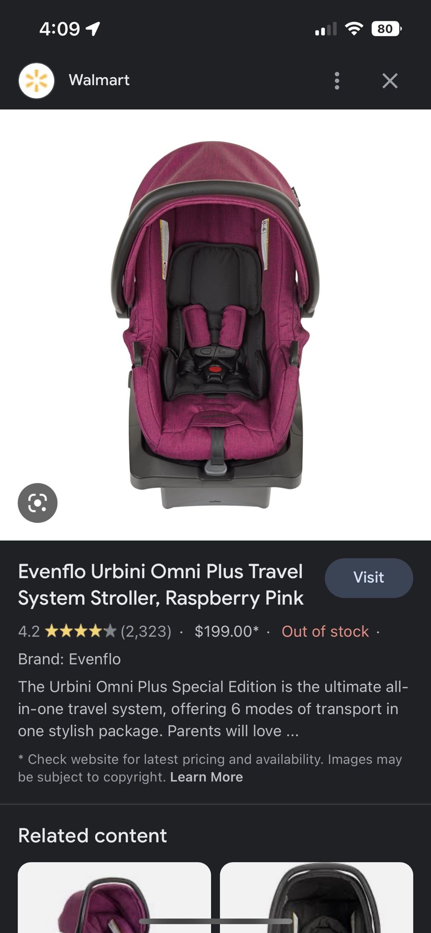 Urbini Omni Plus Urbini Car Seat Pink Evenflo Urbini