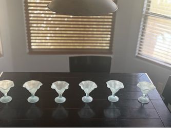 1950s Blue frost Ice Cream Sundae Glasses