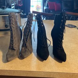 Black And Grey Booties