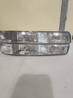 Feberg Clear Bumper Turn Signal Lights Pair Fits 1(contact info removed) Chevy Silverado Tahoe