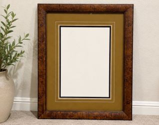 Large Burl Wood Picture Frame with Mat