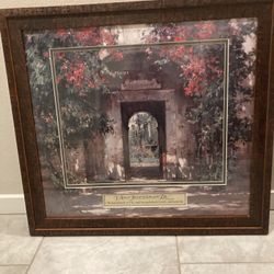 Framed Wall art print titled "Flowered Doorway" by artist Cyrus Afsary, 40”x36”.