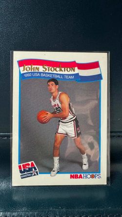 1991-92 Hoops McDonald's Basketball card, specifically card #60 featuring John Stockton of the 1992 USA Olympic Basketball Team