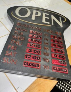 ELECTRIC-- OPEN/BUSINESS HOURS SIGN