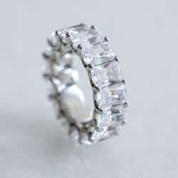 Moissanite Radiant Cut Eternity Band 4mm*6mm Diamond 