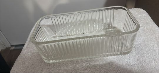 Clear Ribbed Glass Refrigerator Dish