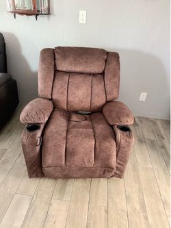 Brown recliner chair rocking with massage and heat max degree 360 rotate asking $180 or best offer
