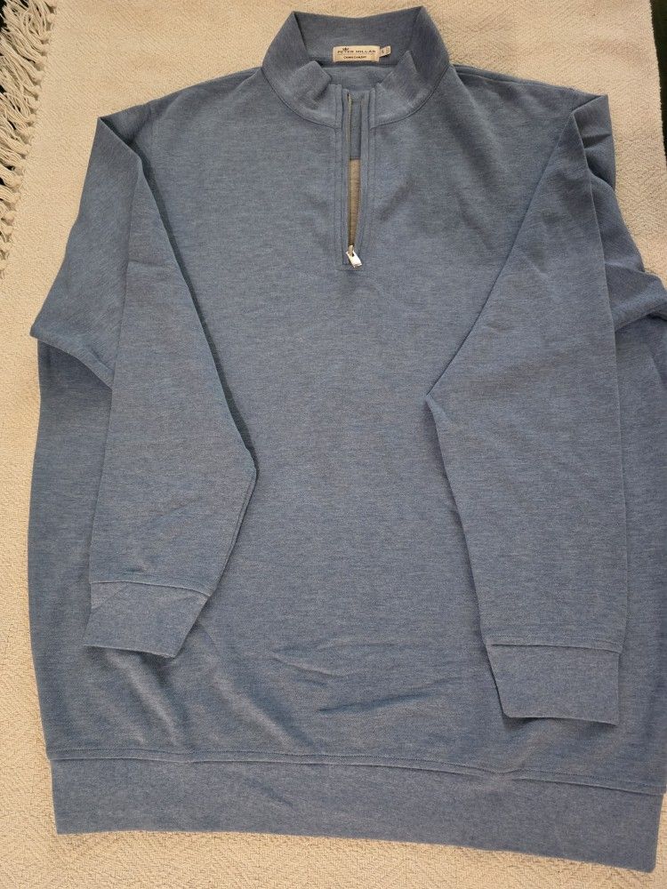 Peter Millar Sweater 1/4 Zip Blue Men's Large