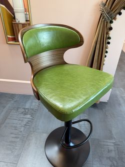 Mid Century Green Bar Stool With Swivel And Heigh Adjustable