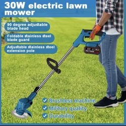 Electric Lawn Mower Rechargeable Li-ion Battery Cordless Grass Trimmer Household Garden Home Powerful Copper Motor