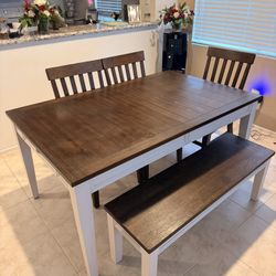 Kitchen Table 3 Chairs Bench And Leaf