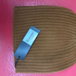 Jenni Kayne Rust Brown Ribbed Beanie Cashmere
