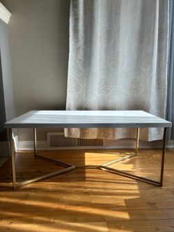 Walker Edison Mid Century Modern Coffee Table with Gold Legs