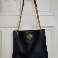 Tory Burch Black Leather Small Satchel Crossbody Bag w/matching wallet.
