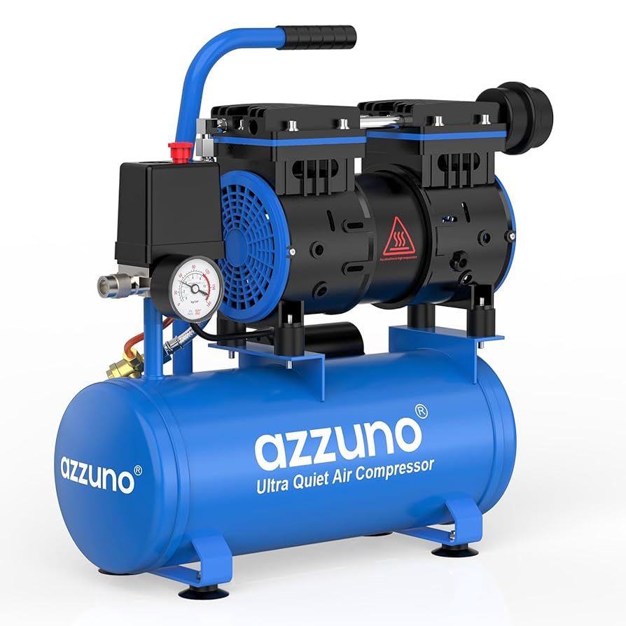 AZZUNO 2 Gallon Air Compressor, 1.6CFM@90PSI Oil Free Air Compressor Tank & Max.116PSI Pressure, 60 dB Ultra Quiet Compressor for Auto Repair, Tire In