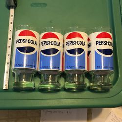 4 Vintage Pepsi Cola 12 Fluid Ounces Glasses