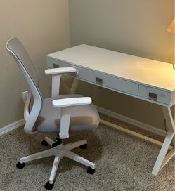 Modern white desk and matching swivel chair