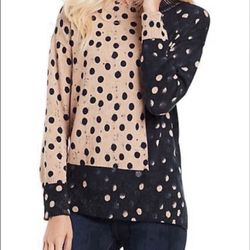 Nic+Zoe Polka Dot Cotton-Blend Sweater size Large   