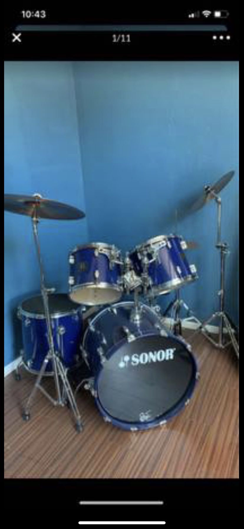 🥁 Sonor Force 3003 Blue Drums Drum Set HARDLY USED 🥁