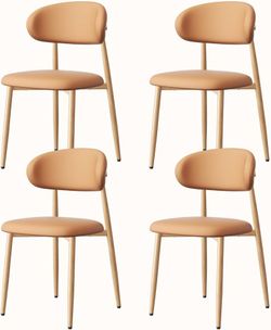 Set of 4 Mid-Century Modern Dining Chairs PU Leather Brown